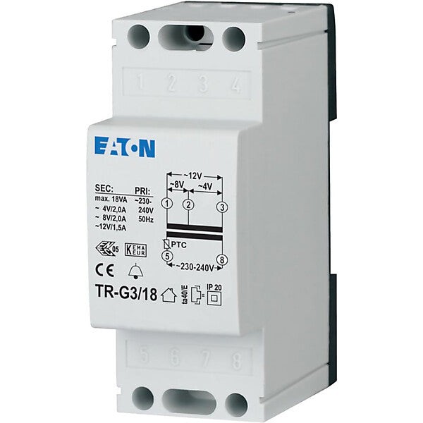 Eaton Klingeltransformator 4-8-12V/2A TR-G3/18